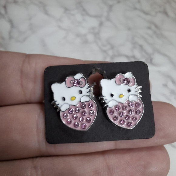 Hello Kitty Pink Rhinestone Earrings - Picture 3 of 6